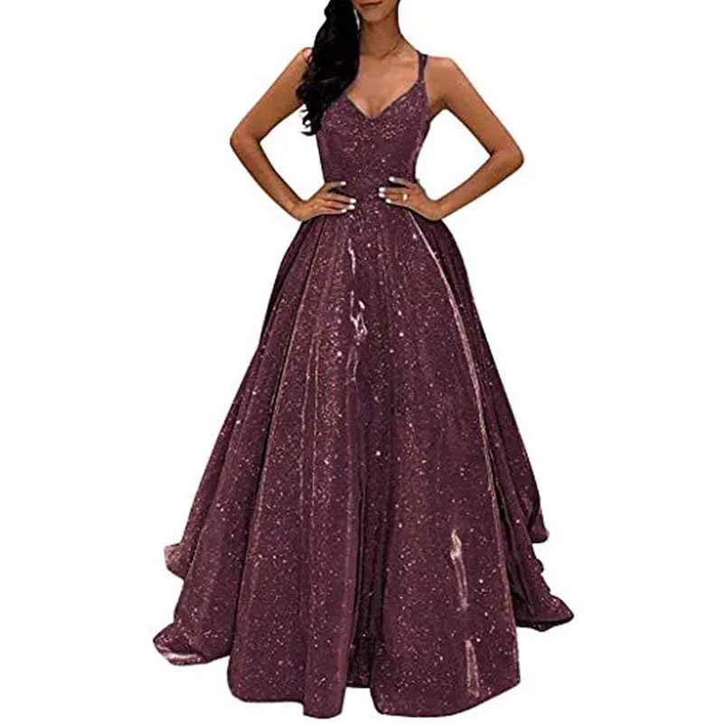 Prom Dresses Long A Line Formal Evening Ball Gowns Glitter Party Dress