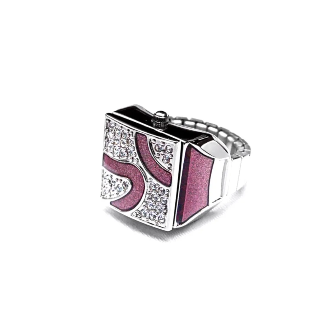 Rose Pave Cube Ring Watch