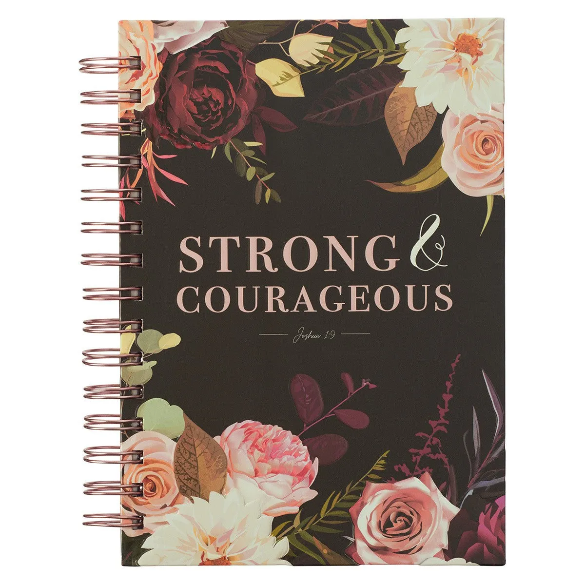 Strong and Courageous Merlot Bouquet Large Wirebound Journal - Joshua 1:9 JLW127