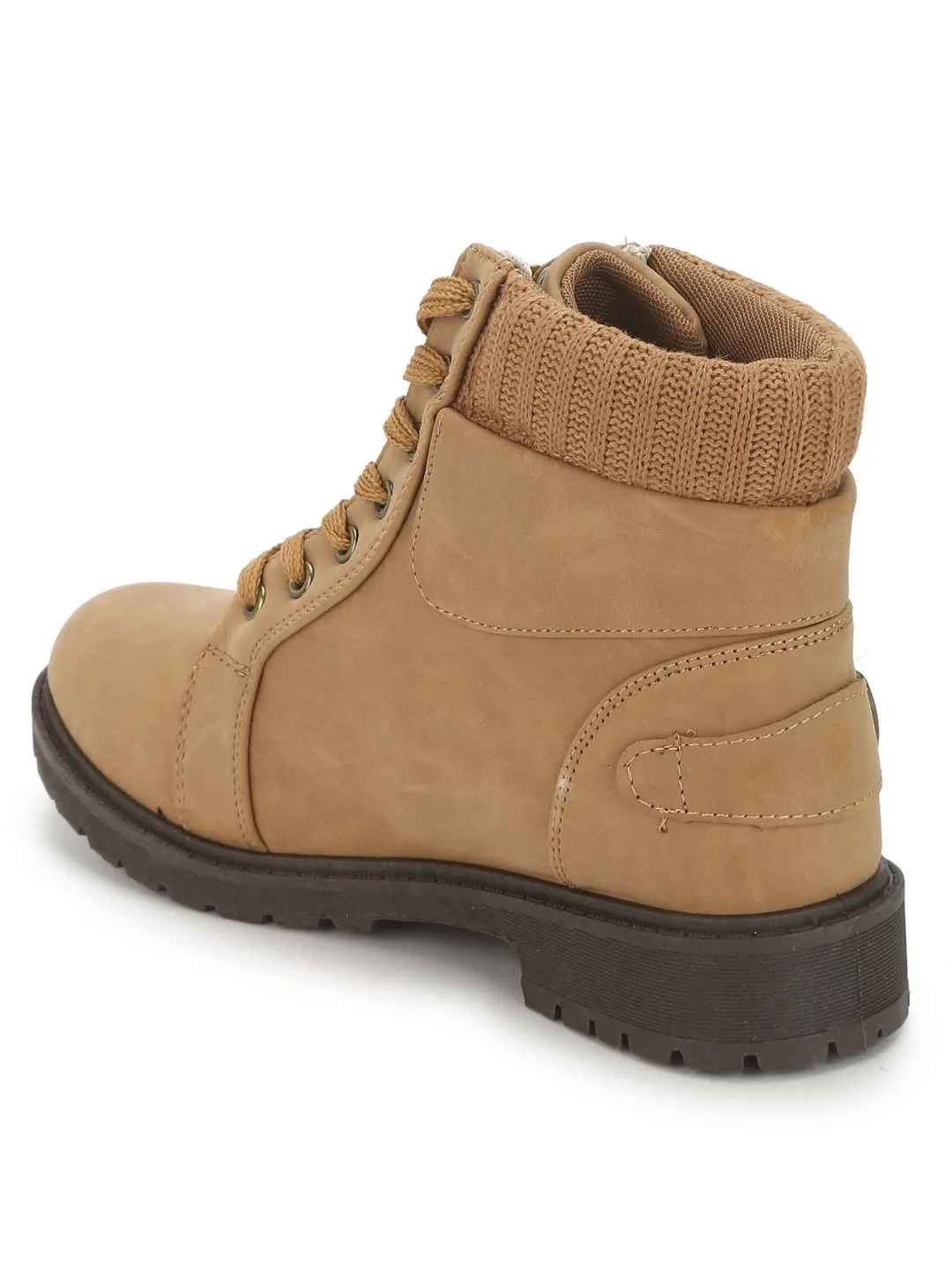 Tan Nubuck Lace-Up Ankle Boots