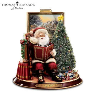 The Bradford Exchange 'Twas The Night Before Christmas Narrating Santa Figurine Lights Up by Thomas Kinkade 12-inches