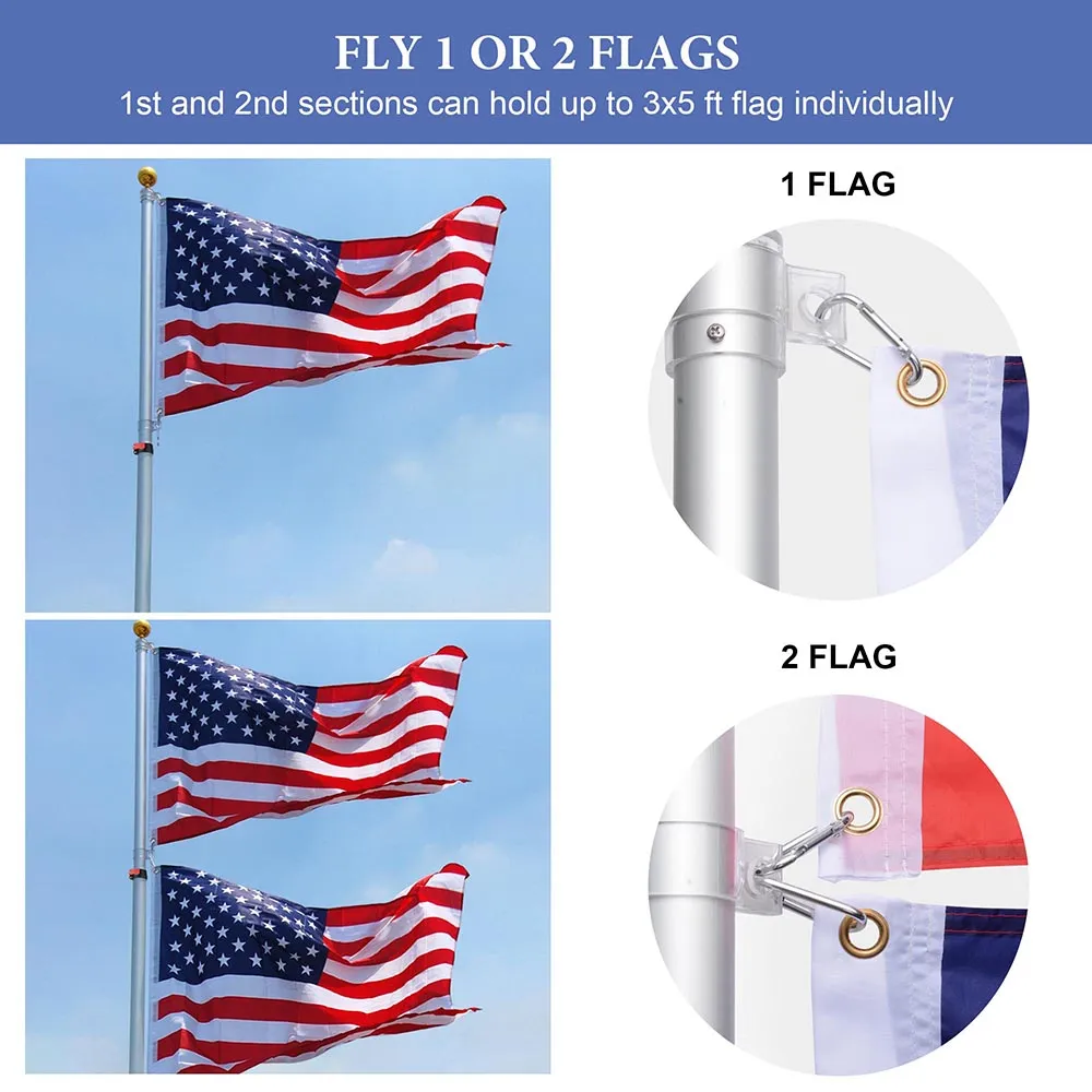 TheLAShop 20ft Telescoping Flagpole Kit with Ball Finial