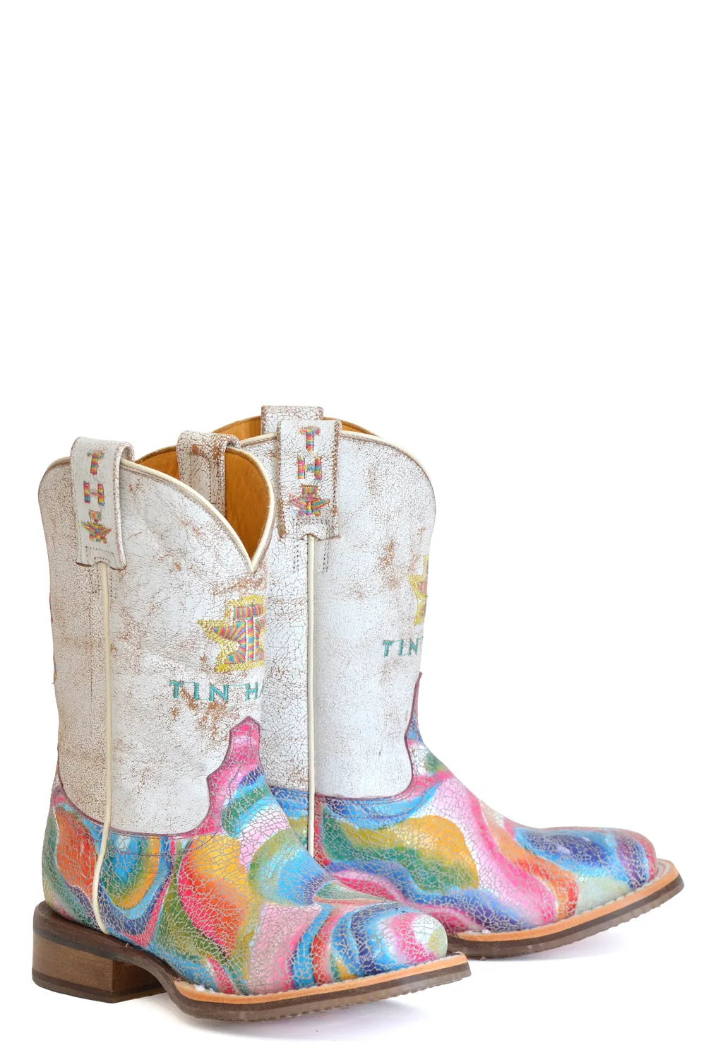 Tin Haul Girls Color Burst Multi-Color Leather Cowboy Boots