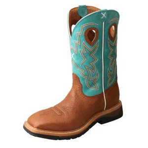 'Twisted X' Men's 12" Lite Cowboy EH Steel Toe - Cognac / Turquoise