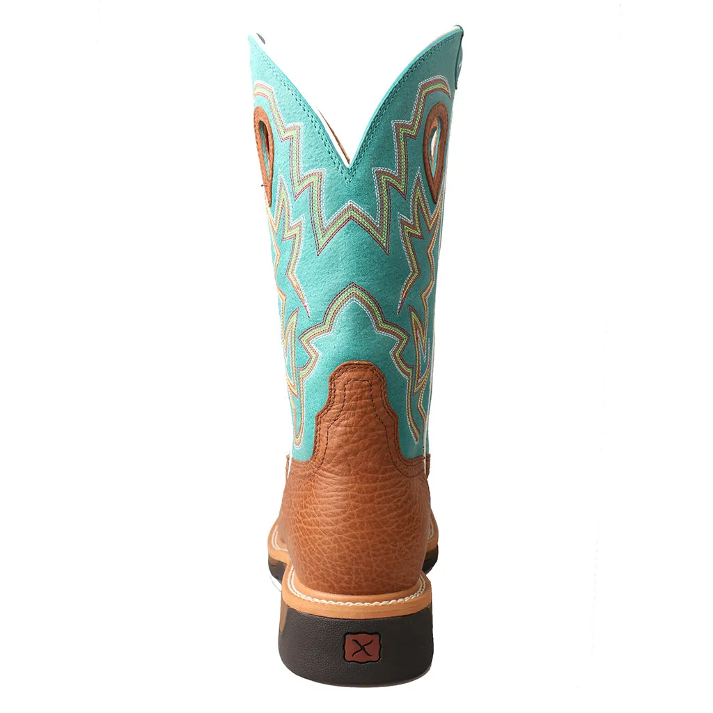 'Twisted X' Men's 12" Lite Cowboy EH Steel Toe - Cognac / Turquoise