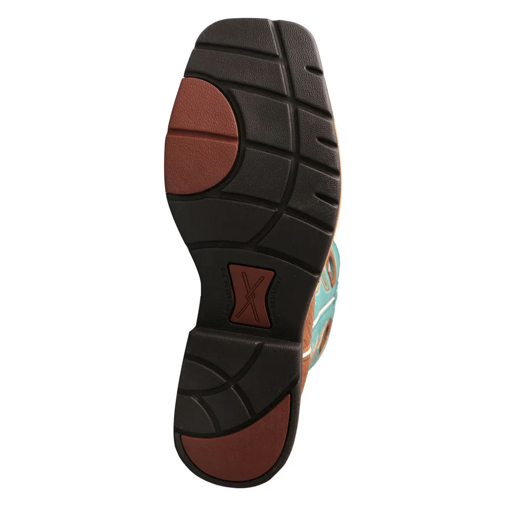 'Twisted X' Men's 12" Lite Cowboy EH Steel Toe - Cognac / Turquoise