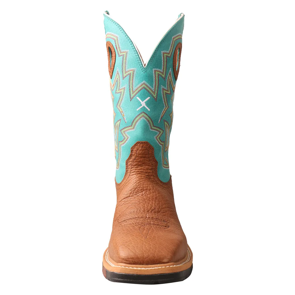 'Twisted X' Men's 12" Lite Cowboy EH Steel Toe - Cognac / Turquoise