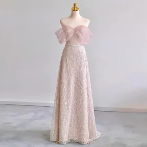 Wjczt Light Pink Bridesmaid Dresses Sweetheart Beading A-line Sequins Elegant Tulle French Style Sleeveless Formal Party Evening Gown