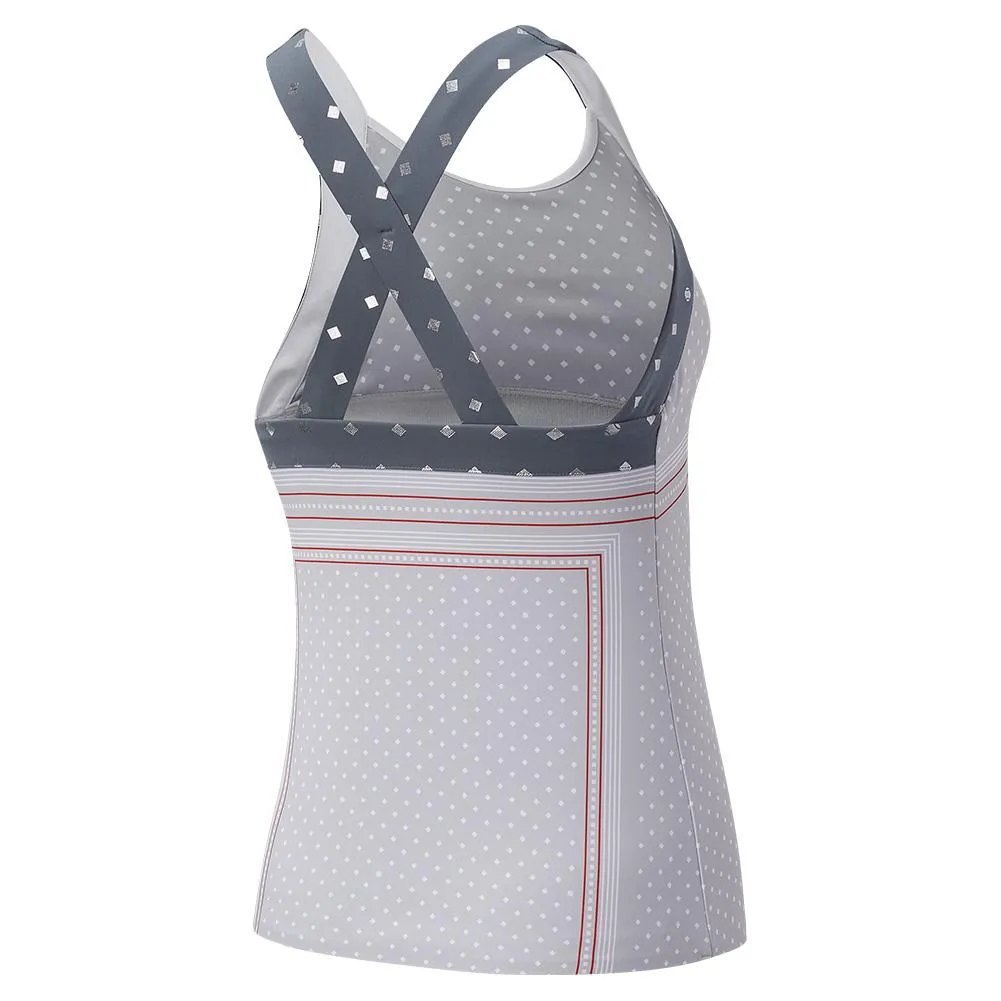 Women's Printed Tournament Tennis Tank Light Aluminum