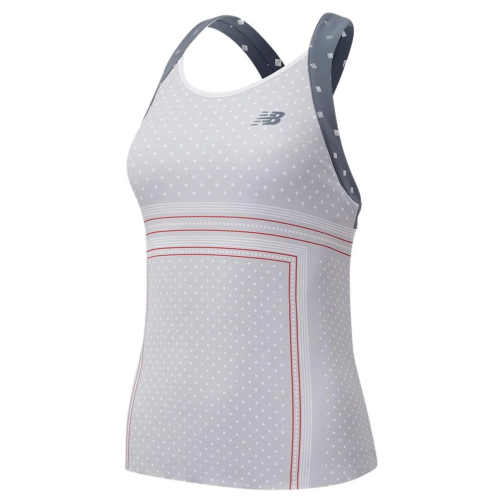 Women's Printed Tournament Tennis Tank Light Aluminum