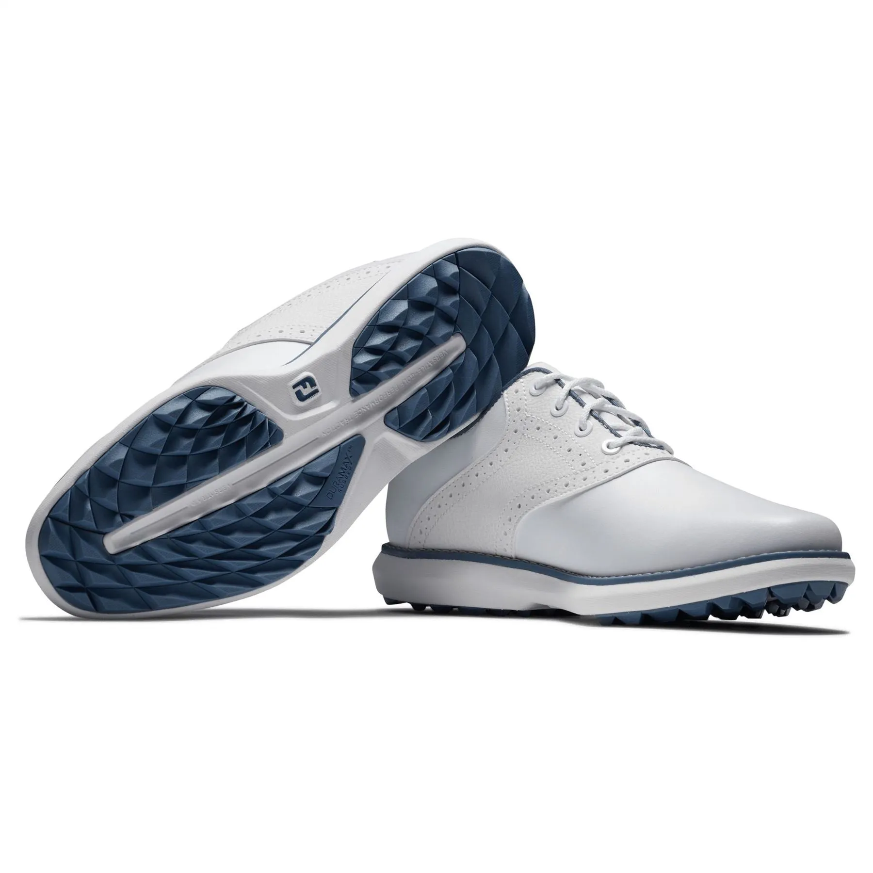 Womens Traditions Spikeless Golf Shoes Cream White/Blue/Grey - AW24